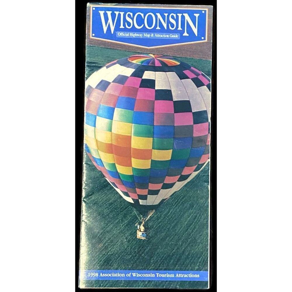 Official Wisconsin State Map 1998 Vintage Ephemera Vacation Travel Trip Atlas
